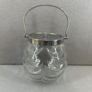Vintage‎ Glass Ice Bucket Biscuit Jar Swirl Design Barware